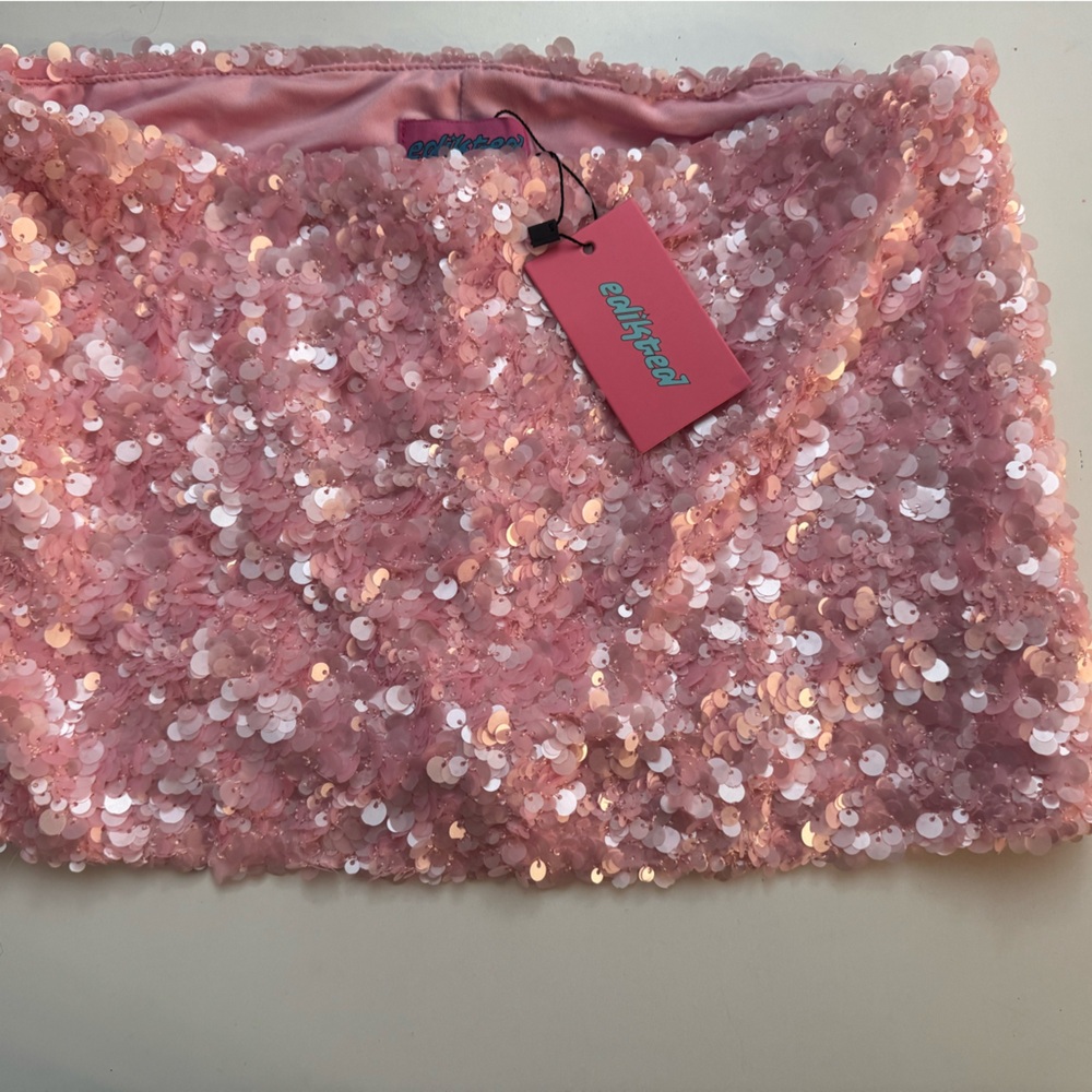 Edikted Sequin Pink Skirt
